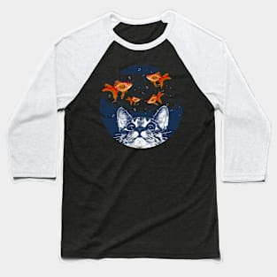 Cat and goldfish Baseball T-Shirt